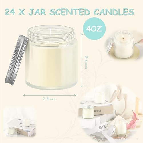 ACITHGL 24 Pcs 4oz Mini Mason Jar Candles Small Lavender Scented Candles Bulk Aromatherapy Ideal Souvenir Favors for Wedding Birthday Party (Silver, 24) - Image 2
