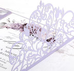 50pcs Laser Cut Wedding Invitations with Envelopes and Rsvp Cards Purple - Image 6