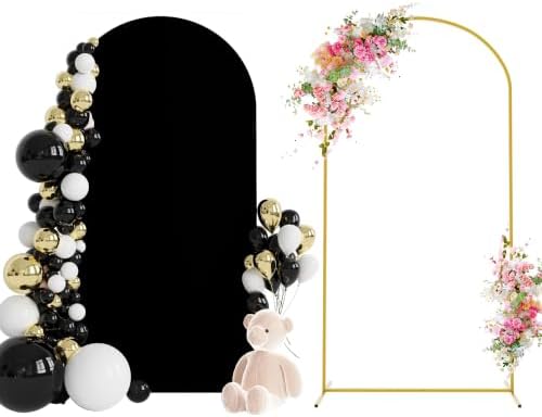 Wokceer 6.6FT Arch Backdrop Stand and Cover Set,Arch Stand with Black Cover by Wokceer