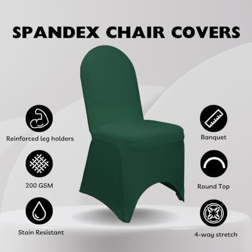 YOUR CHAIR COVERS - 50 Pack Stretch Spandex Banquet Chair Cover - Hunter Green, Wedding Slip, Premium Quality - Image 2