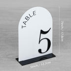 White Arch Wedding Table Numbers 1-15, Black Numbers and Stands - Image 2