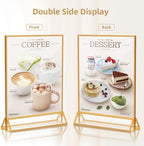 PPH-Sisy Acrylic Sign Holder 8.5X11 Gold Picture Frame Double Sided Acrylic Frame Plastic Sign Holder Display Stand for Wedding Table Numbers Menu Holder (6 Pack) - Image 4