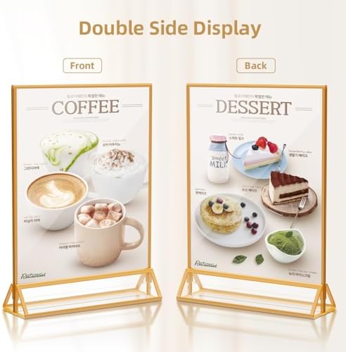 PPH-Sisy Acrylic Sign Holder 8.5X11 Gold Picture Frame Double Sided Acrylic Frame Plastic Sign Holder Display Stand for Wedding Table Numbers Menu Holder (6 Pack) - Image 4