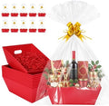 EVELOMO 10 Pack Empty Gift Baskets to Fill - 10" x 8" Large Baskets for Gifts Empty, Sturdy DIY Gifts Baskets Sets with 500g Crinkle Cut Papers for Birthdays Weddings Parties and Holidays (Red) by EVELOMO