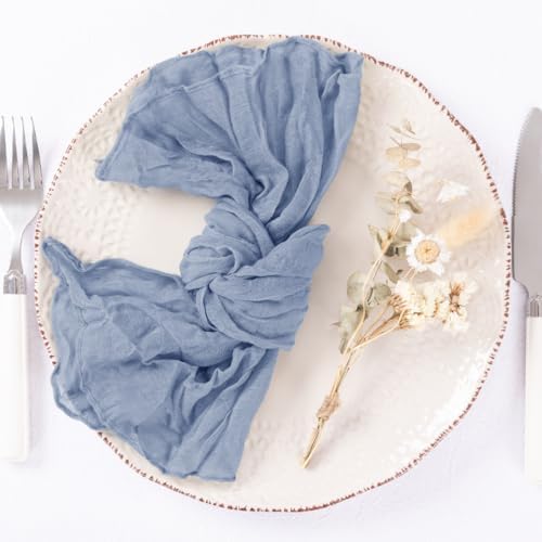 DeZerlor Dusty Blue Washable Cheesecloth Napkins Set of 50 for Wedding - Image 3