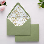 PONATIA A7 Euro Flap Gold Foil Liner Envelopes, Sage Green5x7 Envelopes by ponatia
