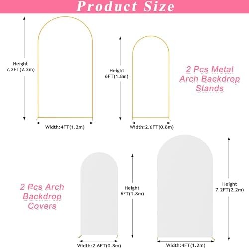 Putros Arch Backdrop Stand and Cover Set of 2, Arch Stand with White Cover - Image 2