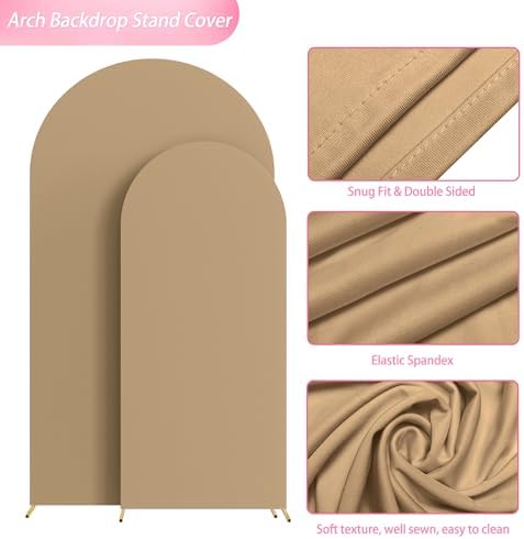 Wokceer Arch Backdrop Cover 7.2FT, 6FT Khaki Arch Covers Stretchy Backdrop - Image 5