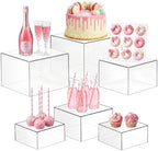 6 Pcs Acrylic Buffet Risers, Clear Stackable Food Display Stand by Budiwati