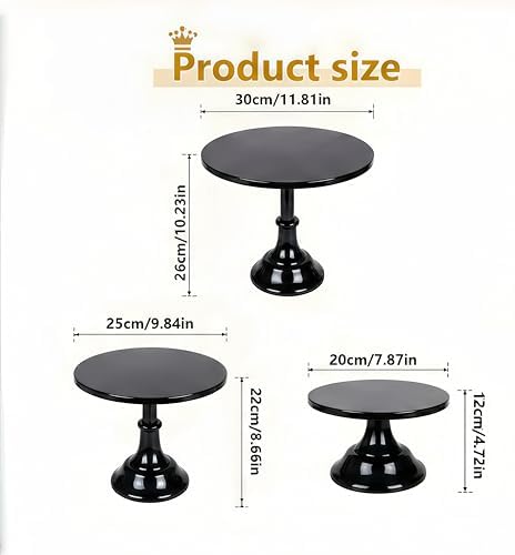 3 Pcs Metal Cake Stand Set 8/10/12 inch Black Dessert Table Display - Image 4