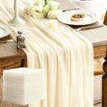 Sheer Chiffon Table Runner 35x120 Inches, Ivory 12 Pack by LINNUO+HOURSE