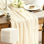 Sheer Chiffon Table Runner 35x120 Inches, Ivory 12 Pack by LINNUO+HOURSE