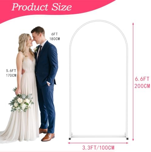 6.6FT Arch Backdrop Stand, White Metal Arch Stand for Wedding - Image 3