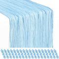 18 Pack Baby Blue Cheesecloth Table Runner 17x108 Inches Boho Home Decor by Showgeous