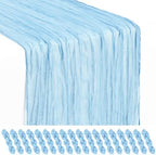 18 Pack Baby Blue Cheesecloth Table Runner 17x108 Inches Boho Home Decor by Showgeous