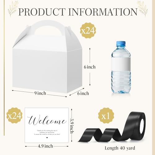 Maitys 24 Set Welcome Boxes for Wedding Guests 9x6x6 Gable Boxes, Black - Image 2