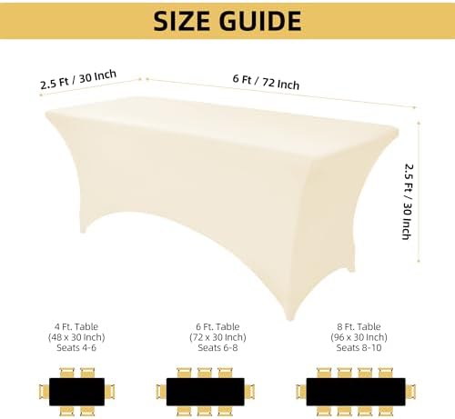 10-Pack 6ft Spandex Table Covers for Rectangle Standard Folding Tables - Wrinkle Resistant Stretch Tablecloths - Ultimate Fitted Table Protector for Parties, Banquet, Wedding - Image 4