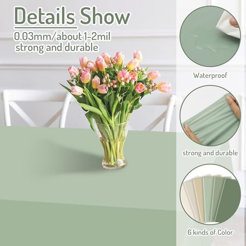 Whaline 24 Pcs Nude Sage Green Plastic Tablecloth Milky White Brown Green Rectangle Table Cover Waterproof Table Cloth for Party Tables Decoration Supplies, 54 x 108 Inch - Image 3