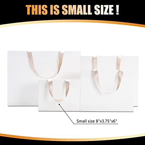 40Pcs Small White Paper Gift Bags with Ribbon - Bulk Kraft Paper Bags with Handles for Weddings, Parties - Image 5