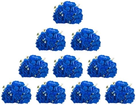 BLOSMON Artificial Flower Balls Wedding Centerpieces 10pcs 11.8" Royal Blue Fake Flowers Rose Hydrangea Ball Arrangement Center Pieces for Table Silk Floral Bouquet for Wedding Party Home Decor by Blosmon