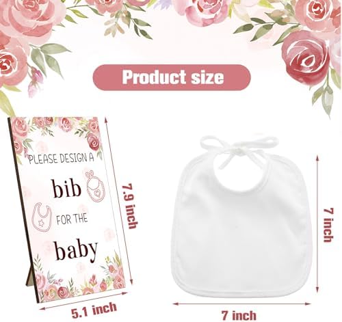 Panitay 43 Pcs Baby Shower Games Design a Bib, 12 Markers, Flower - Image 2
