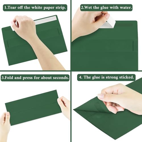 200 Pack Dark Green #10 Business Envelopes Letter Size Self-Seal - Image 2