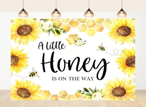10x8ft Fabric Sunflower Bee Honeycomb Backdrop Warm Golden Hexagon Details Background Baby Shower Party Decorations Tapestry Photo Studio Props by Unknown