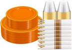 DaYammi 210PCS Orange Plastic Dinnerware Set for 30 Guests by DaYammiwillaccompanyyou