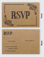 50 Blank RSVP Cards,RSVP Postcards No Envelopes Needed,Kraft Print Response Card,RSVP for Wedding,Baby Shower,Bridal Shower - Image 3