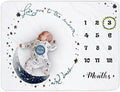Monthly Milestone Blanket for Baby Boy, Age Month Blankets with Growth Chart, Newborns Gift for Baby Shower, Soft Plush Photo Prop Blanket, Wreath &12 Stickers Included,51''x40'' by Yoothy