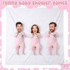 Chicingyou 7 Pcs Baby Shower Games Feed Me Baby Shower Games Decor Include 3 Funny Pink Blind Feeding Costume 3 Bib 1 Bed Sheet for Gender Reveal Party Supplies for Gender Reveal Game Party Favors - Image 4