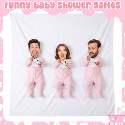 Chicingyou 7 Pcs Baby Shower Games Feed Me Baby Shower Games Decor Include 3 Funny Pink Blind Feeding Costume 3 Bib 1 Bed Sheet for Gender Reveal Party Supplies for Gender Reveal Game Party Favors - Image 4