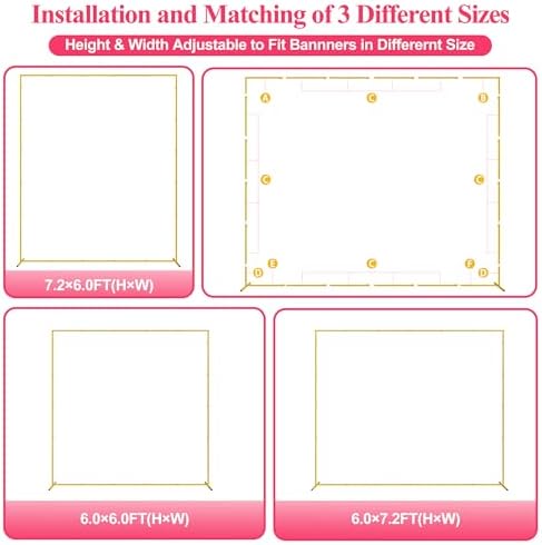 Wokceer Square Wedding Arch Backdrop Stand Gold Metal Arch 7.2FT x 6FT - Image 2