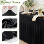2Pack Black Spandex Tablecloth for 6FT Rectangle Table,Table Skirt - Image 3