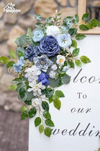 Wedding Welcome Signs Floral(Pack of 2)，Wedding Arch Flowers for Wedding Decorations and Reception Backdrop Decoration (Blue) - Image 3