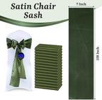MDS® Pack of 100 Satin Chair Sashes for Wedding & Events – Olive Green - Image 3
