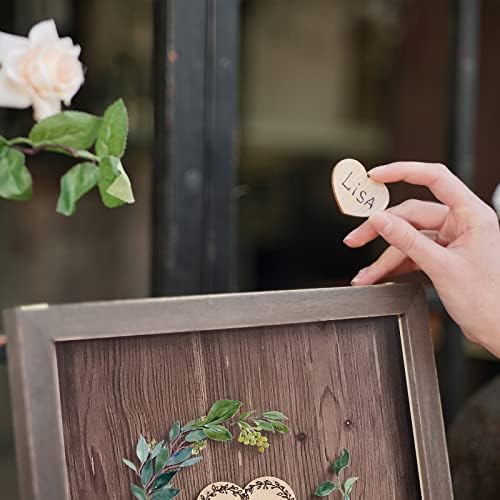 Y&K Homish Wedding Guest Book, Guest Book Alternative Favors with 80 Hearts & Green Wreath, Wedding Decorations for Reception(Rustic Brown) - Image 5