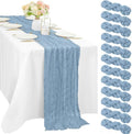 12 Pcs Dusty Blue Cheesecloth Table Runner 10FT Runner for Tables 35 x 120 Inches Long Gauze Boho Fabric Table Runner Decoration Rustic Sheer Runner for Wedding Birthday Baby Shower Party (Dusty Blue) by Sunnyline