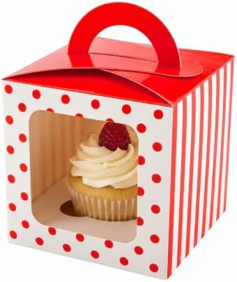 Restaurantware Square Red Paper Cupcake Window Box, 4.5 x 4.5 In, 100 Pack - Image 6