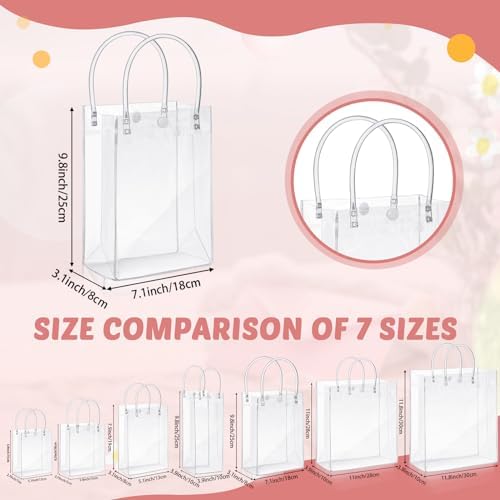 LEIFIDE 50 Pcs Plastic Clear Gift Bags with Handles,7.1 X 9.4 X 3.1 Inch - Image 3