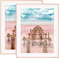 FLYJOE 22x28 Metal Picture Frame For Wall With Mat For 18x24, 22''x28'' Aluminum Photo Frames With Tempered Glass, Minimalist Modern Poster Frame Horizontal And Vertical Formats, Rose Gold by FLYJOE