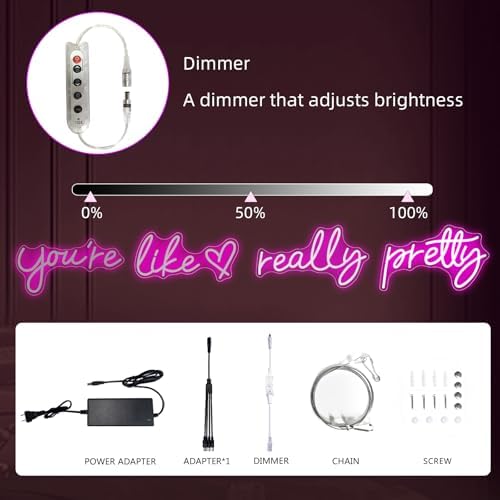You're Like Really Pretty Neon Sign for Wall Decor (Hot Pink, 88.2in) - Image 3