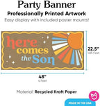 Big Dot of Happiness Here Comes The Son Kraft Paper Banner, Boy Boho Baby Shower Banner, Printed Brown Paper Party Sign Decoration – 1 Count - Image 3