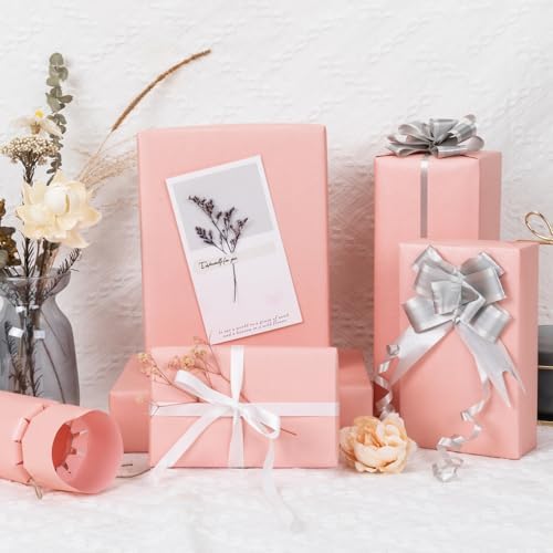 NESCCI Pink Matte Wrapping Paper,Solid Color Pearly-Lustre Paper,Gift Wrapping Paper,Perfect for Wedding,Valentine's Day,Birthday, Christmas,Baby Shower,DIY Bouquet (17 Inches X 32.8 Feet) (Pack of 3) - Image 6