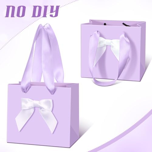Kolldenn 50 Pcs Small Purple Gift Bags Bulk with Bow Ribbon Handles - Image 2