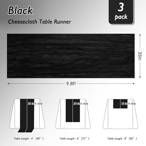 20 Pack Black Cheesecloth Table Runner 120 Inch Boho Wedding Decor - Image 2