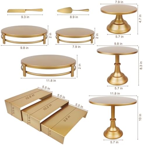 MACIFECI Gold Dessert Table Display Set, 11PCS Metal Gold Cake Stand Set, Including Cupcake Tower Stand, Dessert Tray, Risers Stands, for Wedding, Party - Image 2