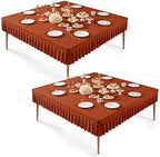 Wish Care 2 Pack Rust Spandex Tablecloths for 60x60 Inch Square Tables, Stretch Fitted Table Clothes with Pleated Ruffle Skirt for 60” Table, Wrinkle Free and Elastic, for Party Kitchen Home Dining by WishCare