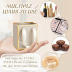 Yeaqee 50 Pcs Mini Paper Gift Bags with Handles Tag, Champagne, Gold - Image 3