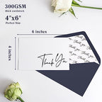 Goefun Thank You Cards with Envelopes 144 Pack Bulk 4×6 Navy Blue - Image 3